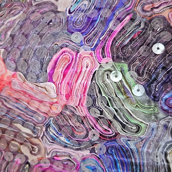 PATRICIA RHODES Sleeveless Silk Magenta and multi colored sequins dress Size 8 - Picture 7 of 16